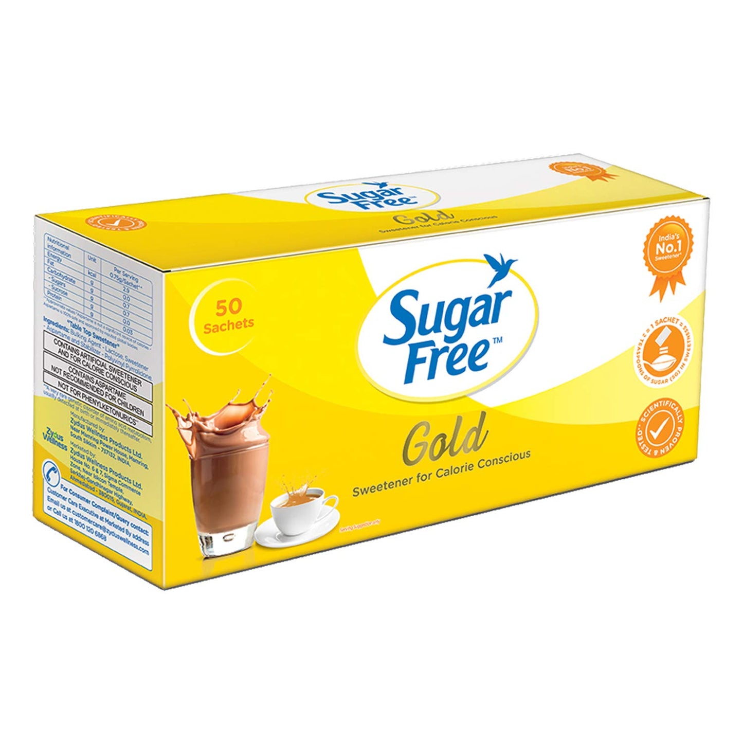 Sugar Free Gold, 50 Sachet India’s No.1 Sweetner| Sweet like Sugar with Low Calories| Scientifically Proven & Tested