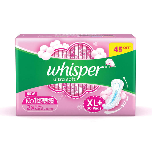 Whisper Ultra Soft XL Plus Sanitary Pads - 30 Count