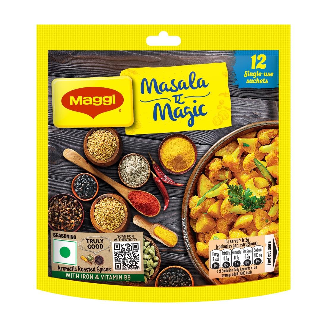 MAGGI Masala-ae-Magic Vegetable Masala, All in One | 72grams Pouch (6gm x 12 Sachets) Powder