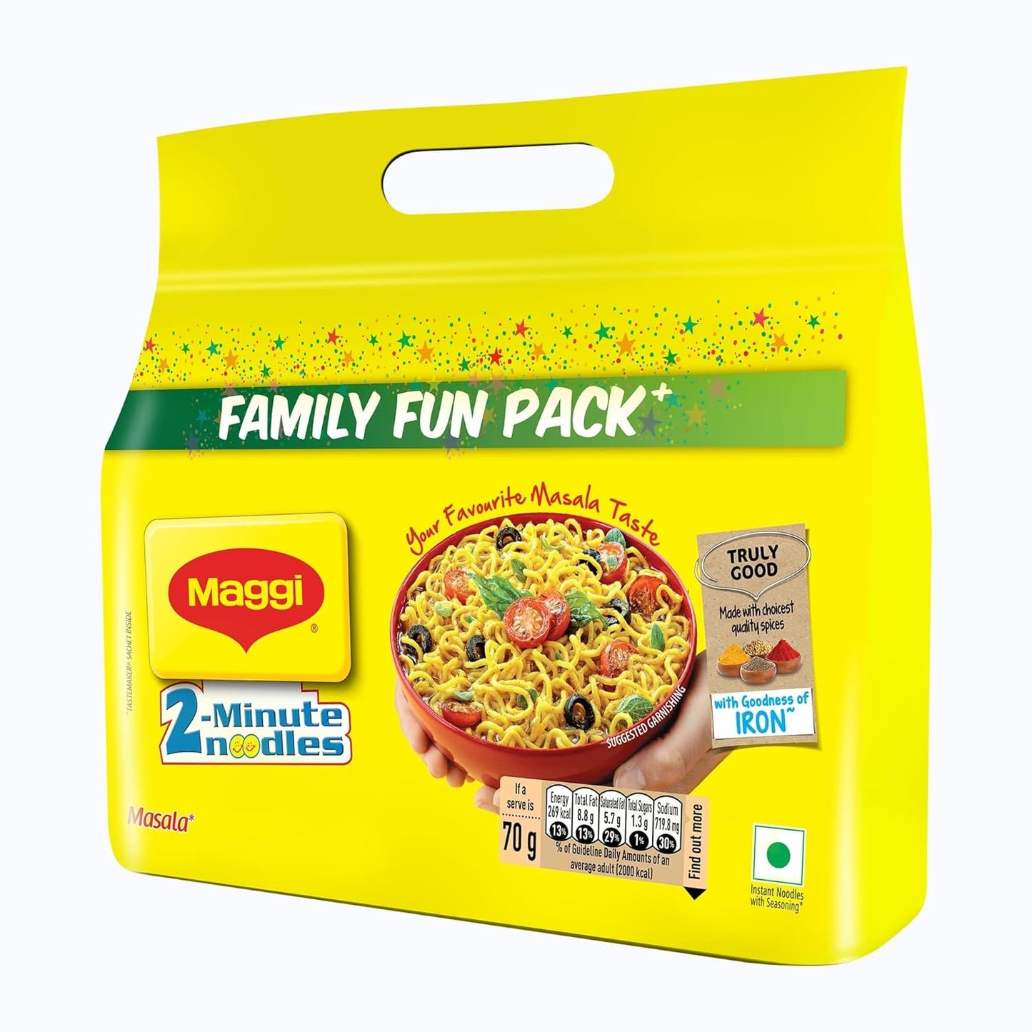 MAGGI 2-minute Instant Noodles, Masala Noodles with Goodness of Iron, Made with Choicest Quality Spices, Favourite Masala Taste, 560g