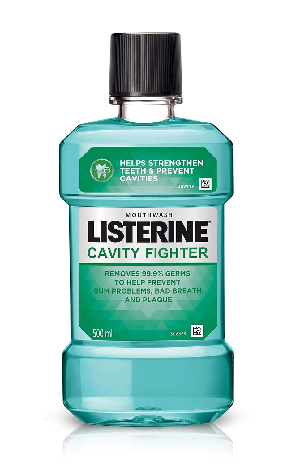 Listerine Cavity Fighter Mouthwash Liquid, Removes 99.9% Germs, prevents cavities, 500ml