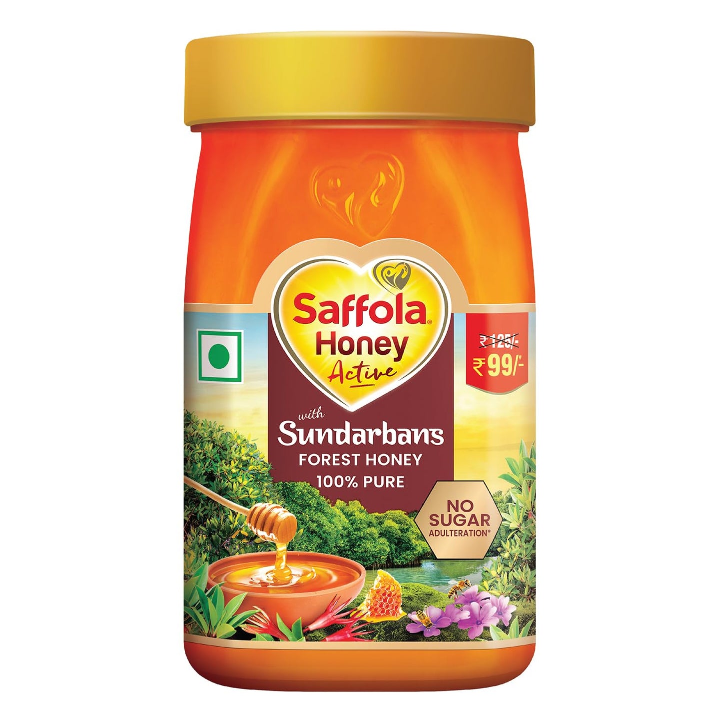 Saffola Honey Active, Made with Sundarban Forest Honey, 100% Pure Honey, No sugar adulteration, Natural Immunity booster, 250g