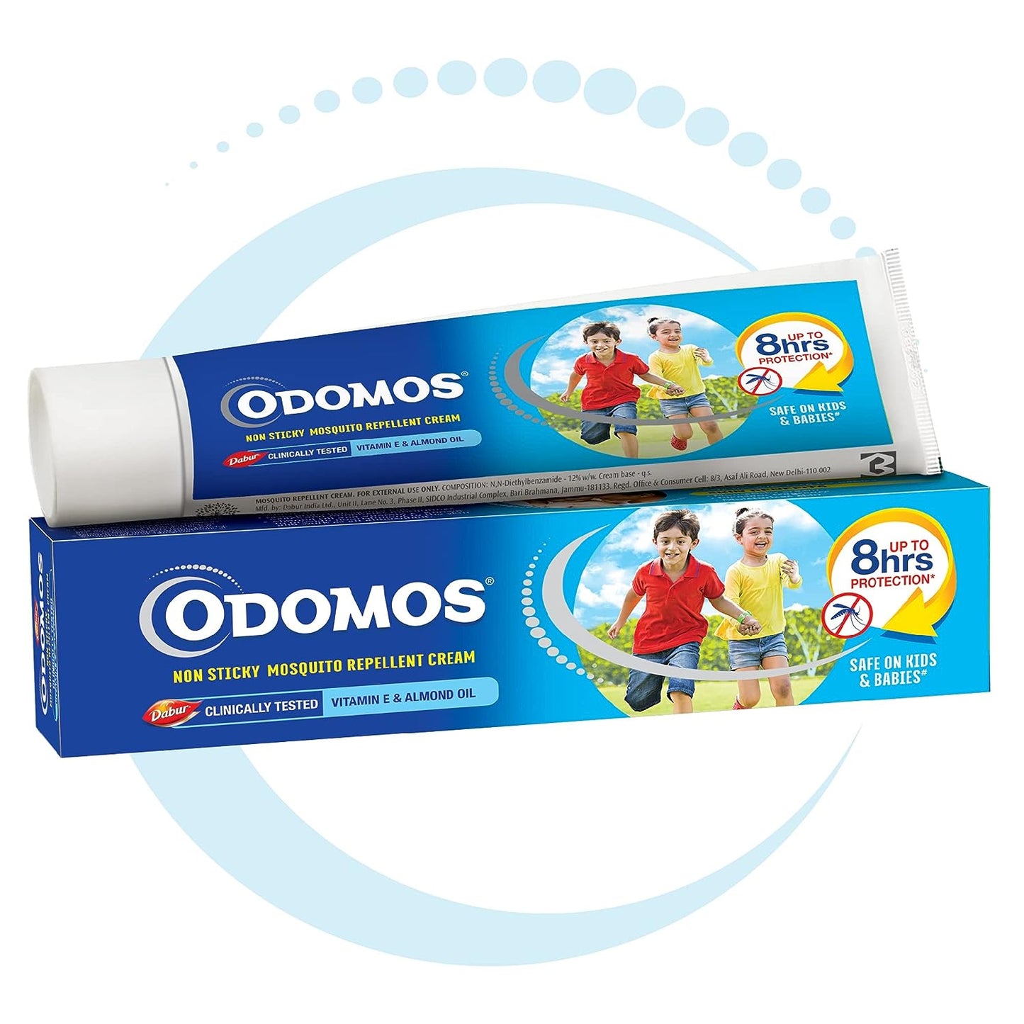 DABUR Odomos Non-Sticky Mosquito Repellent Cream With Vitamin E & Almond - 100 Gm