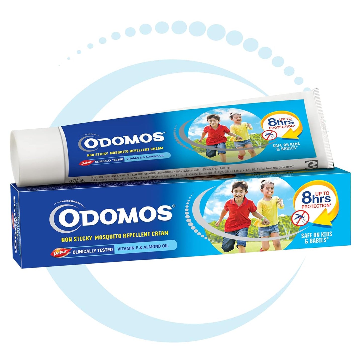 Odomos Non-Sticky Mosquito Repellent Cream With Vitamin E & Almond - 50G | Protection From Mosquitoes | Clinically Tested & Pediatrician Certified | 8 Hours Protection In Single Application | Protection Against Dengue, Malaria & Chikungunya | Safe On Skin