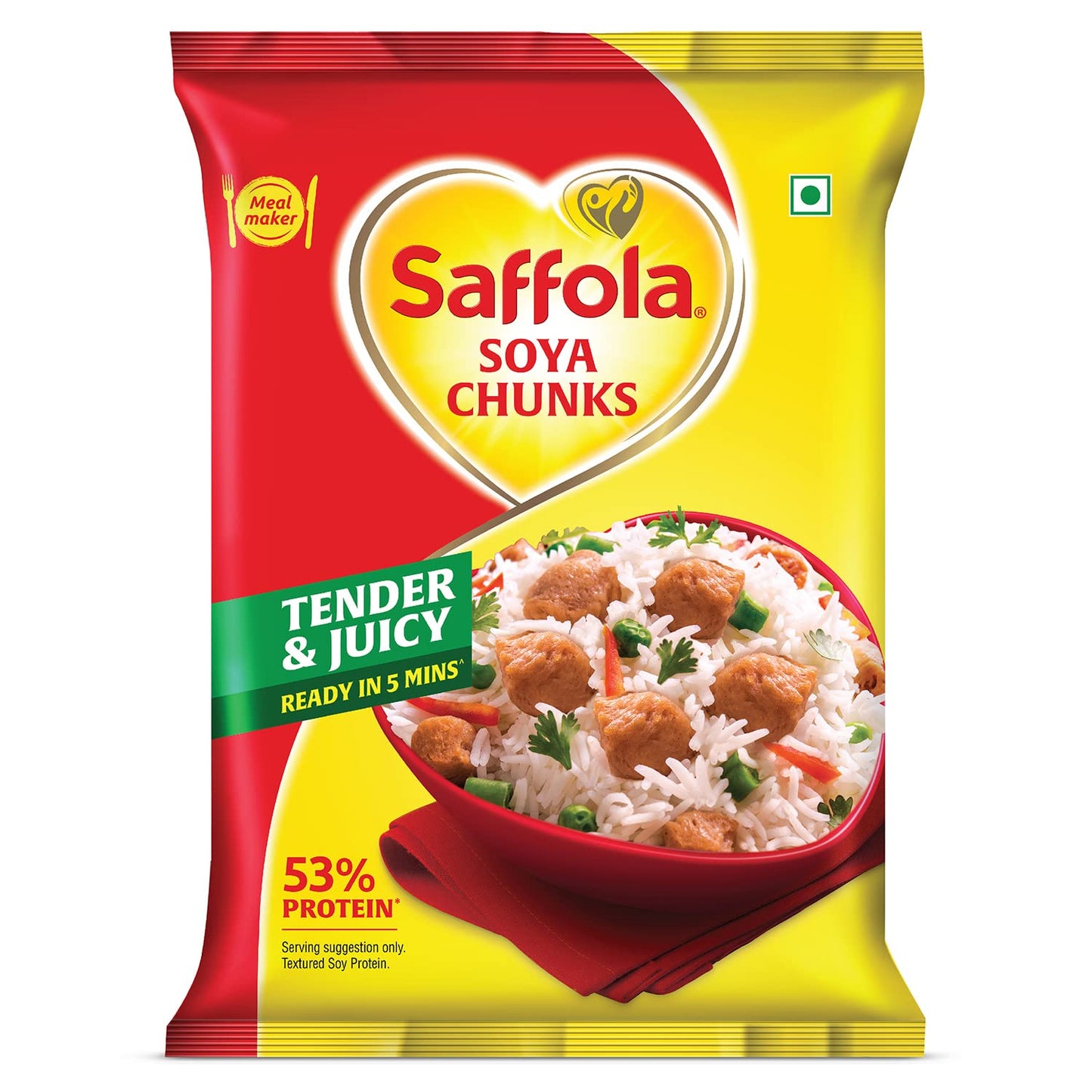 Saffola Soya Chunks, Tender & Juicy, 53% Protein, 400g