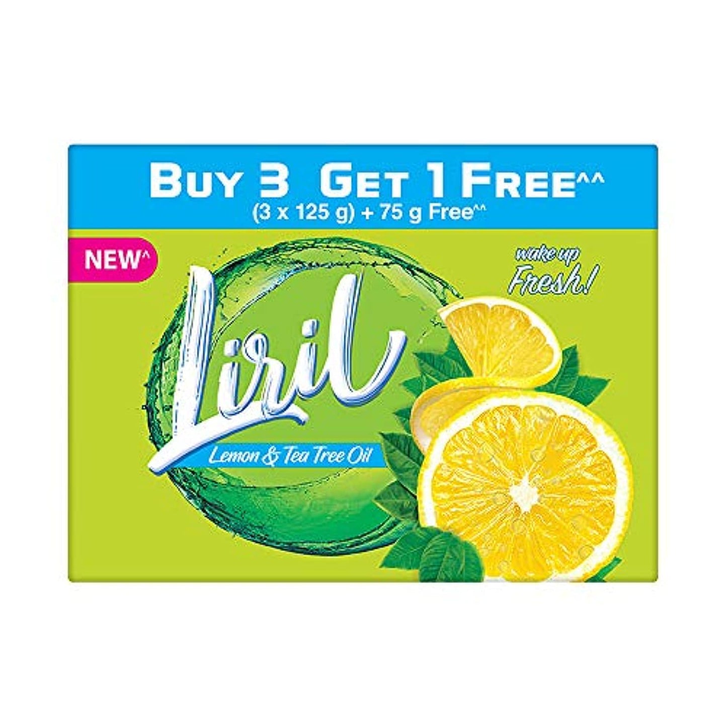 Liril Lemon & Tea Tree Soap, Maintains Oil Balance For Fresh And Moisturized Skin, Buy 3 (125 g each) & Get 1 Free (75 g)