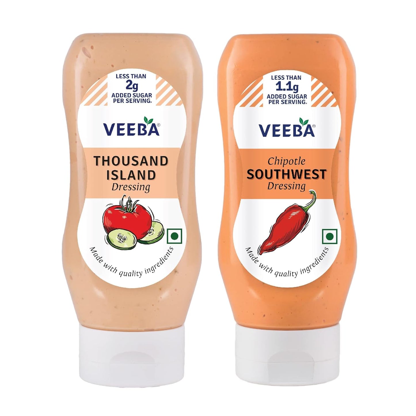 Veeba Salad dressings Combo - Chipotle Southwest, 300g and Thousand Island Dressing, 300g - Pack of 2