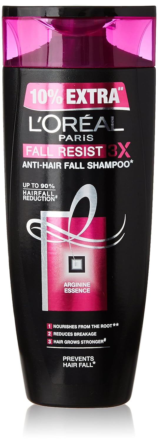 L’Orã©Al Paris Fall Resist Anti-Hair Fall Shampoo 3X, 192.5 Ml (175Ml + 17.5Ml With 10% Extra)