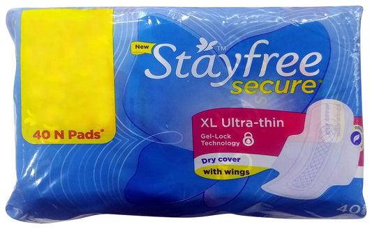 Stayfree Secure Ultra Thin Sanitary Pads With Wings For Women- Xl, 40 Pieces Pack