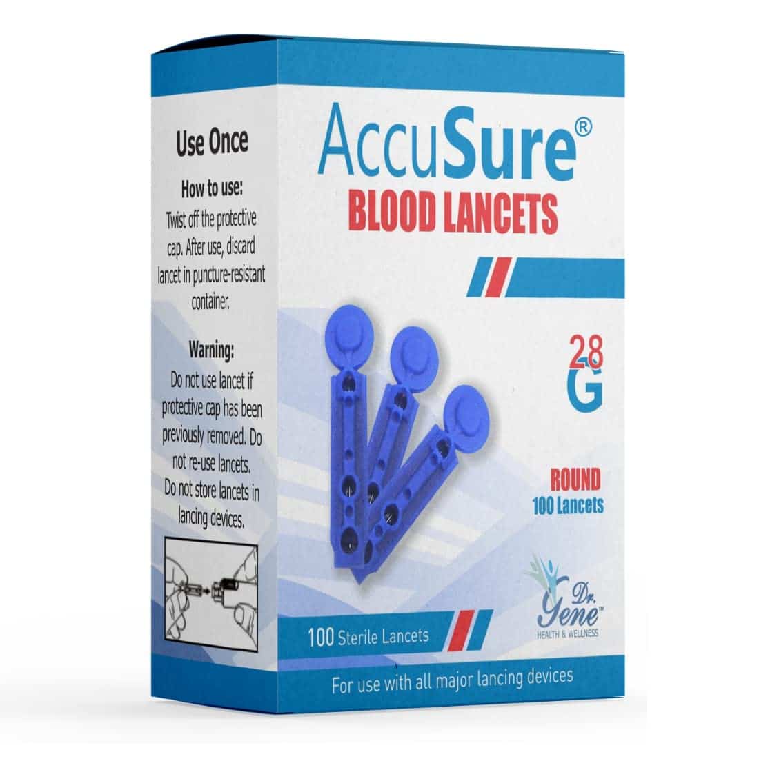 AccuSure Round Lancets (Blue) (100) 