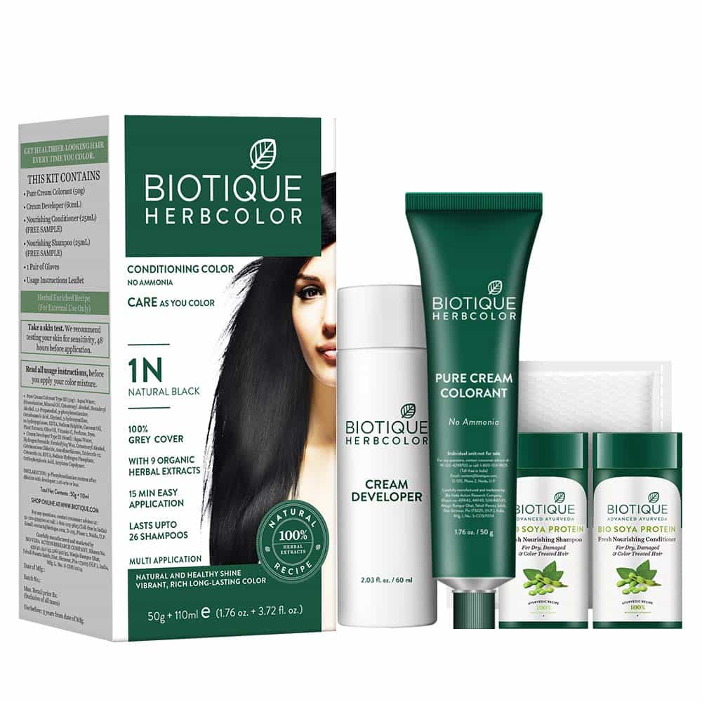 BIOTIQUE HERBCOLOR 1N NATURAL BLACK 50 G +110 ML 