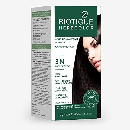 BIOTIQUE HERBCOLOR 3N DARKEST BROWN 50 G +110 ML 