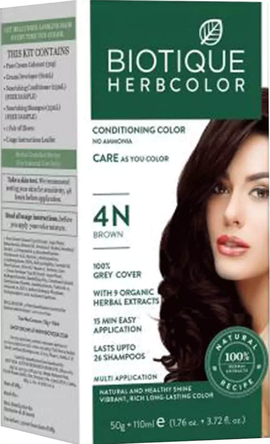 BIOTIQUE HERBCOLOR 4N  BROWN 50 G +110 ML 