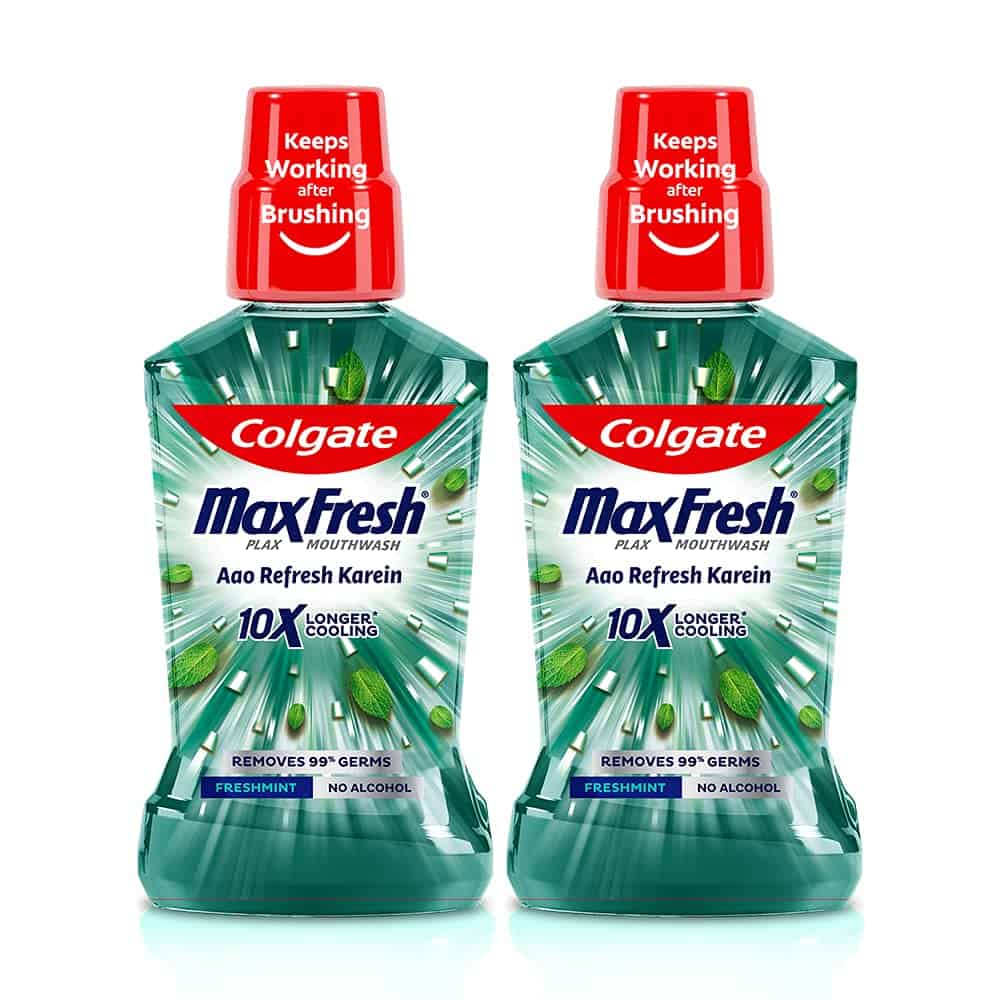 Colgate Plax Fresh Mint Mouthwash, 0% Alcohol - 250 ml (Pack of 2) 