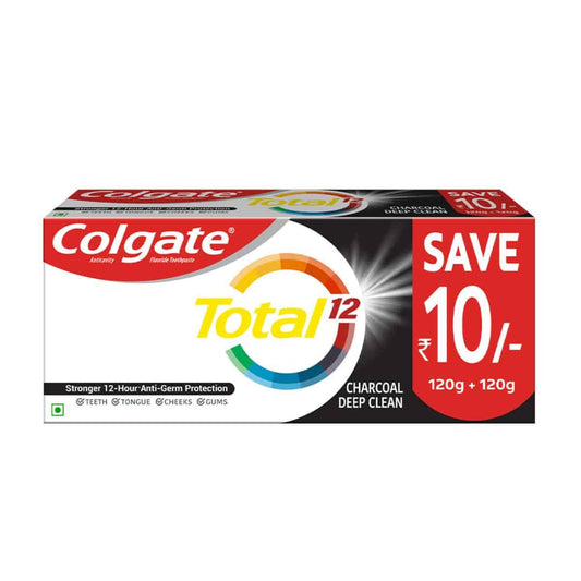 Colgate Total 120 Gm + 120 Gm (240 Gm) Advanced Health Antibacterial Toothpaste, Combo Pack, Whole Mouth Health, Stronger 12-Hour Anti-Germ Protection, World'S No. 1* Germ-Fighting Toothpaste