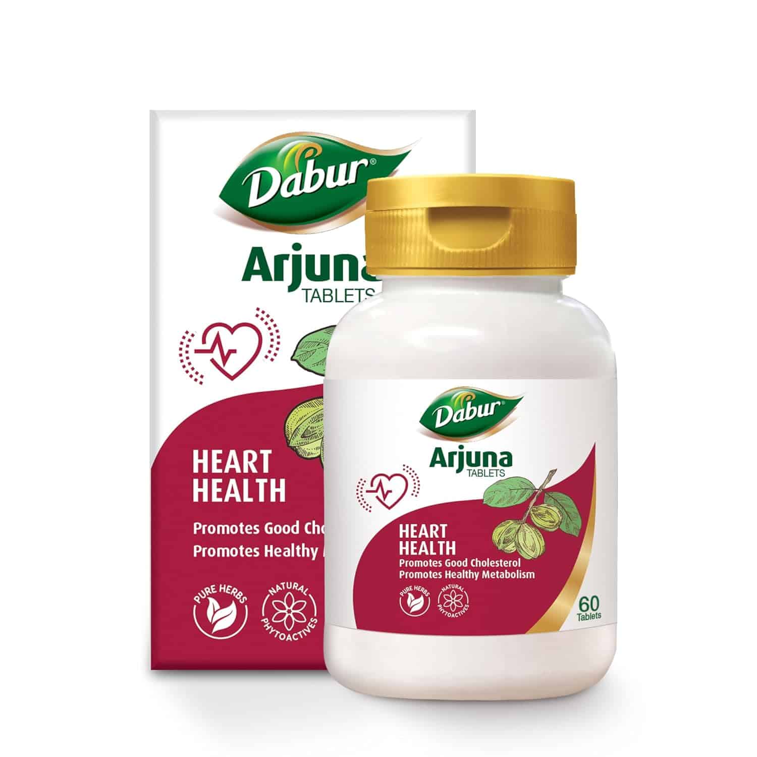 DABUR Arjuna Tablets - 60 Tabs | Promotes Heart Health | Manages Cholesterol Level | Promotes Healthy Metabolism,Pack of 1 