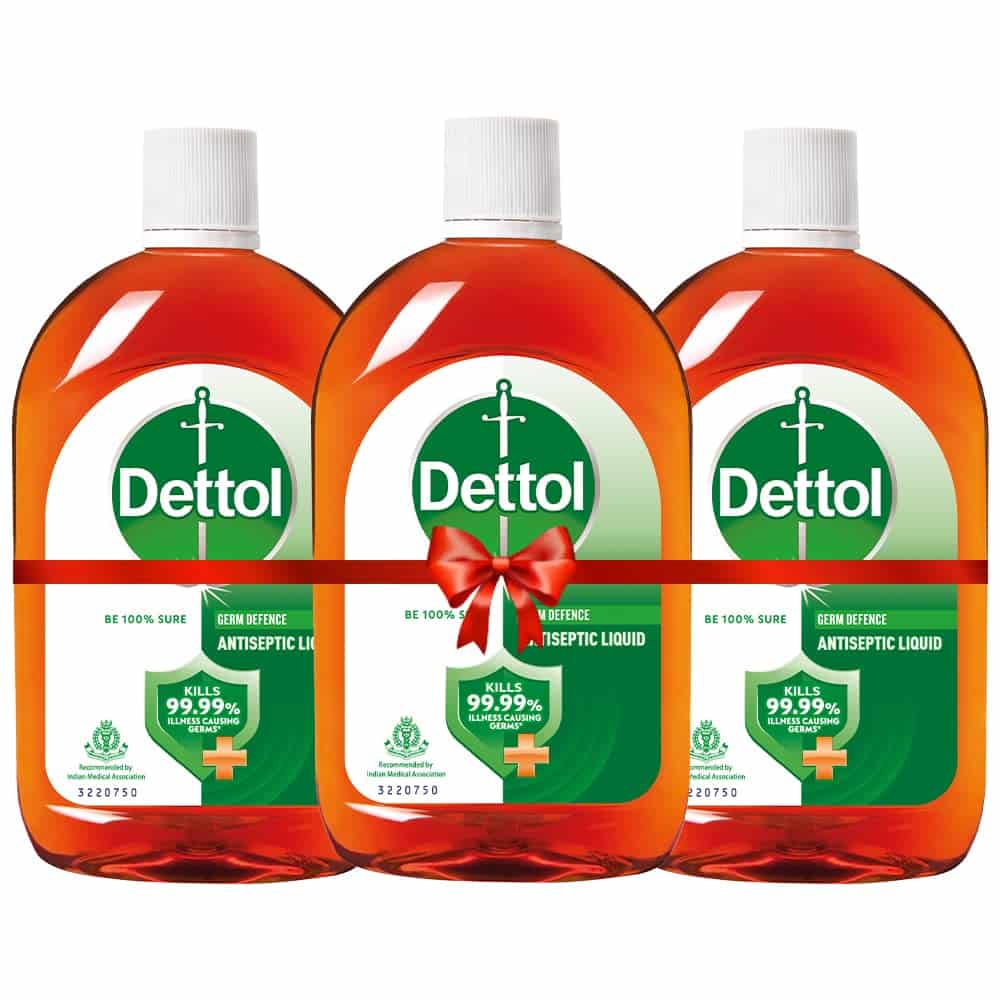 Dettol Antiseptic Disinfectant liquid for First aid, Surface Cleaning and Personal Hygiene, 550ml Each (Pack of 3) 