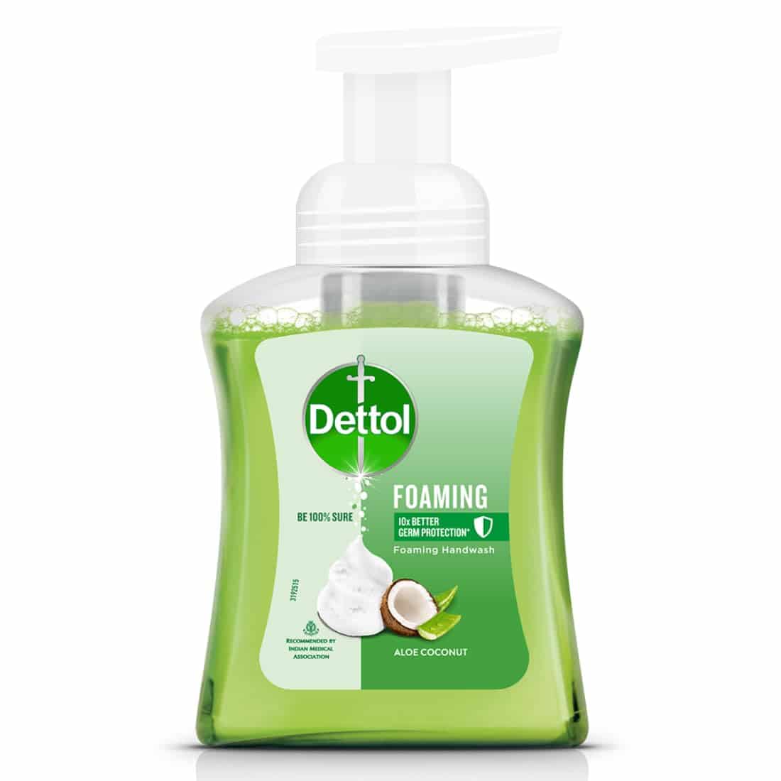 Dettol Foaming Handwash Pump - Aloe Coconut, 250ml | Rich Foam | Moisturizing Hand Wash | Soft on Hands 