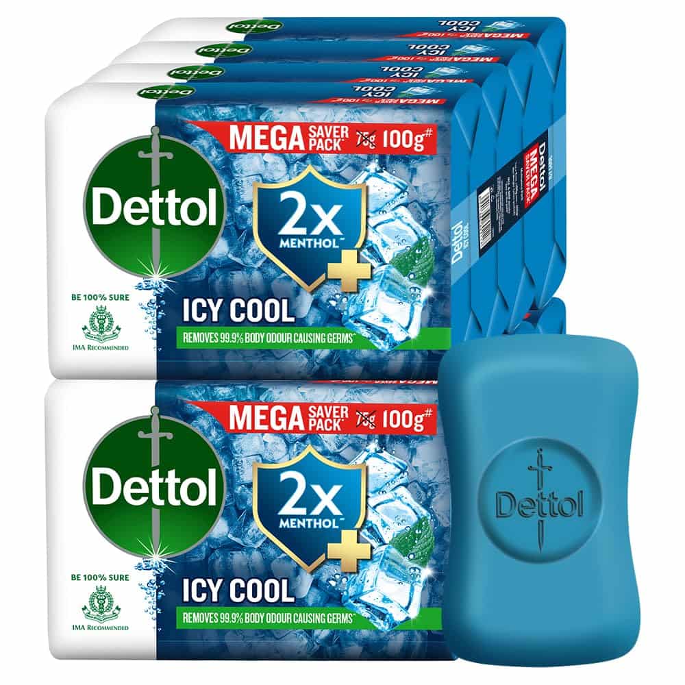 Dettol Icy Cool Bathing Bar Soaps - 100g Pack of 8 || With 2x Menthol - 800g 