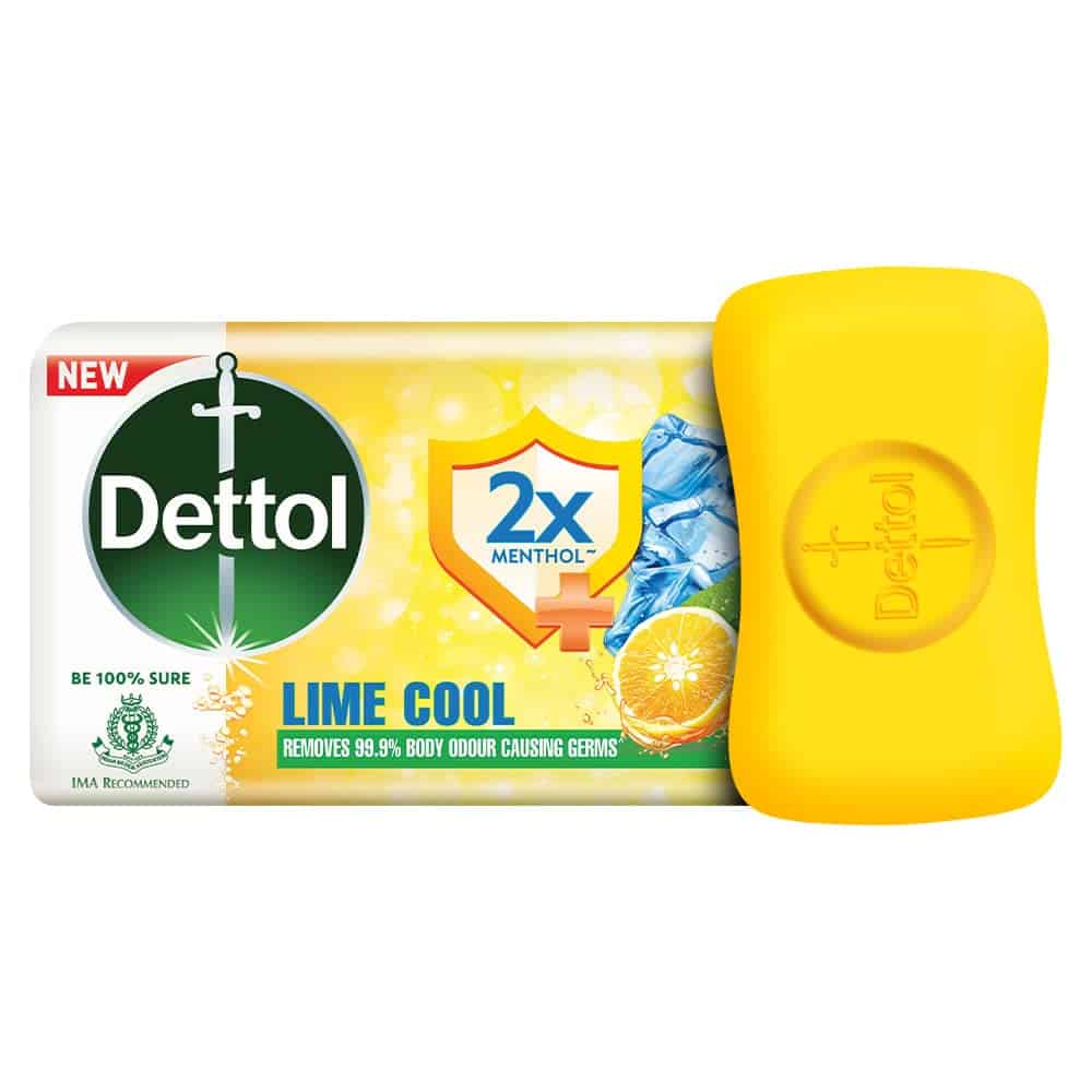 Dettol Lime Cool Bathing Soap Bar with 2X Menthol & long Lasting Freshness | Removes 99.9% Body Odour Causing Germs, 125g 