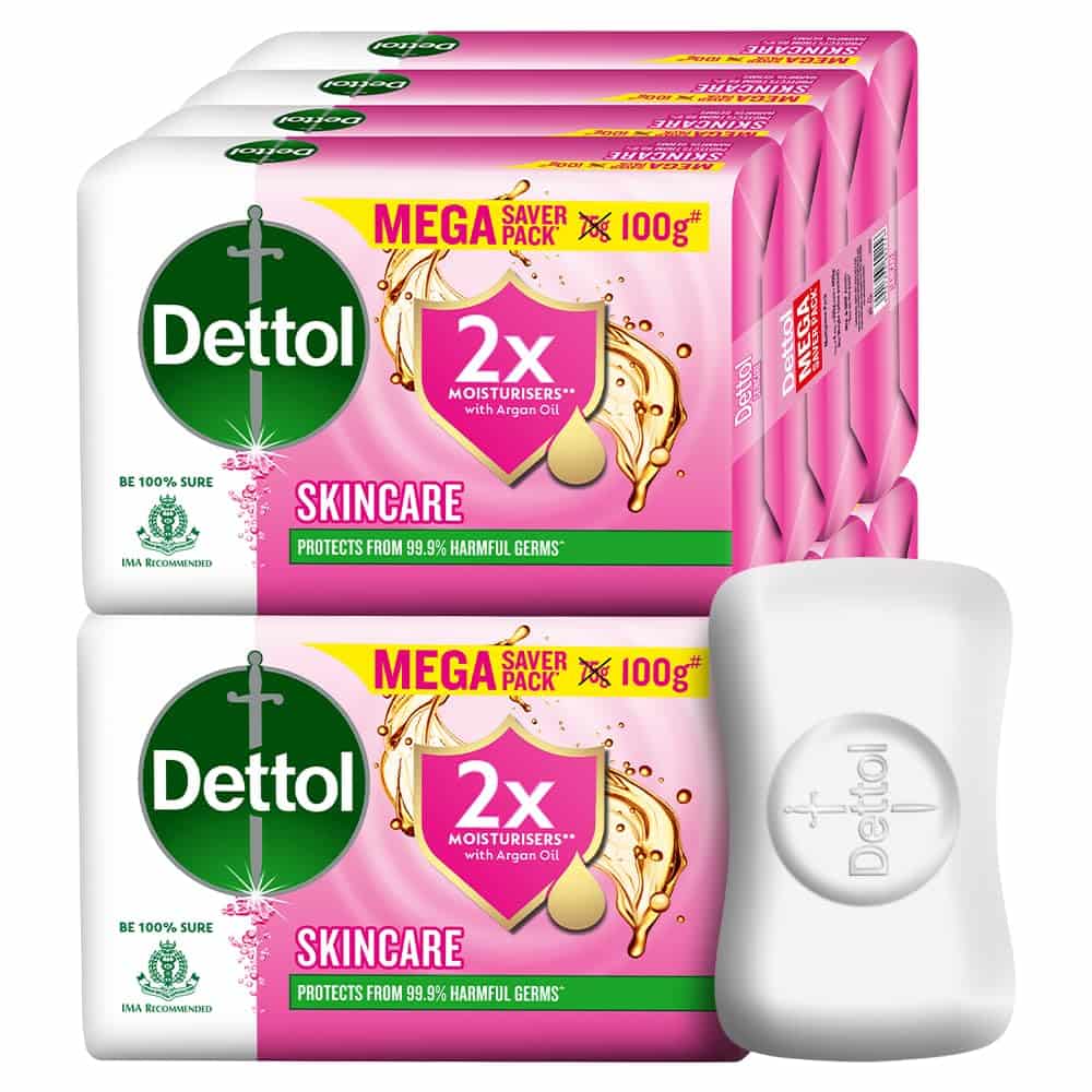 Dettol Skincare Moisturizing Beauty Bathing Soap Bar with Argan Oil- 100gm, Pack of 8 | Softer Skin, (800gm) 