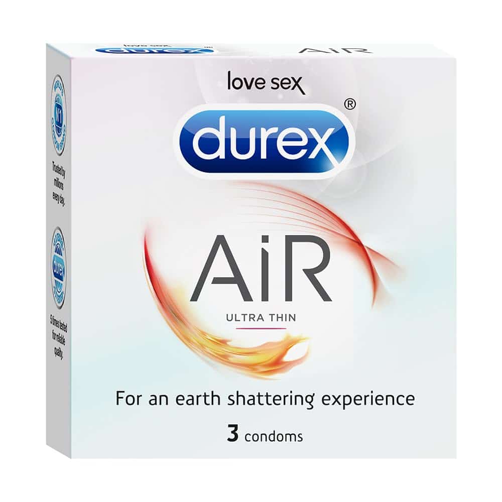 Durex Air Condoms for Men - 3 Count |Suitable for use with lubes & toys 