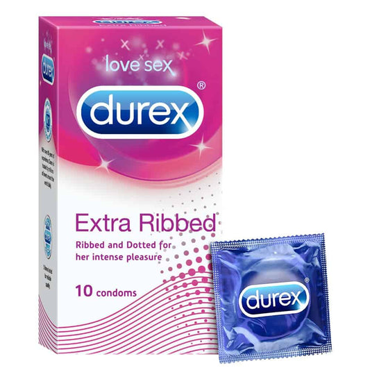 Durex Extra Ribbed Condoms for Men - 10 Count | 