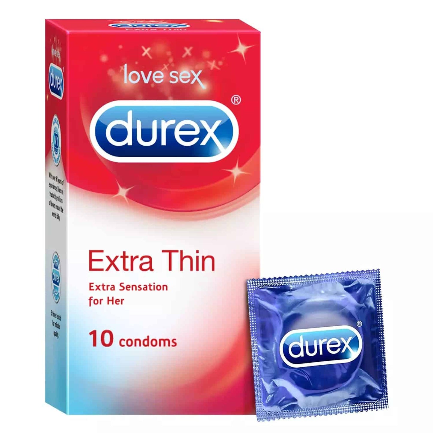 Durex Extra Thin Packet Of 10 Condoms 