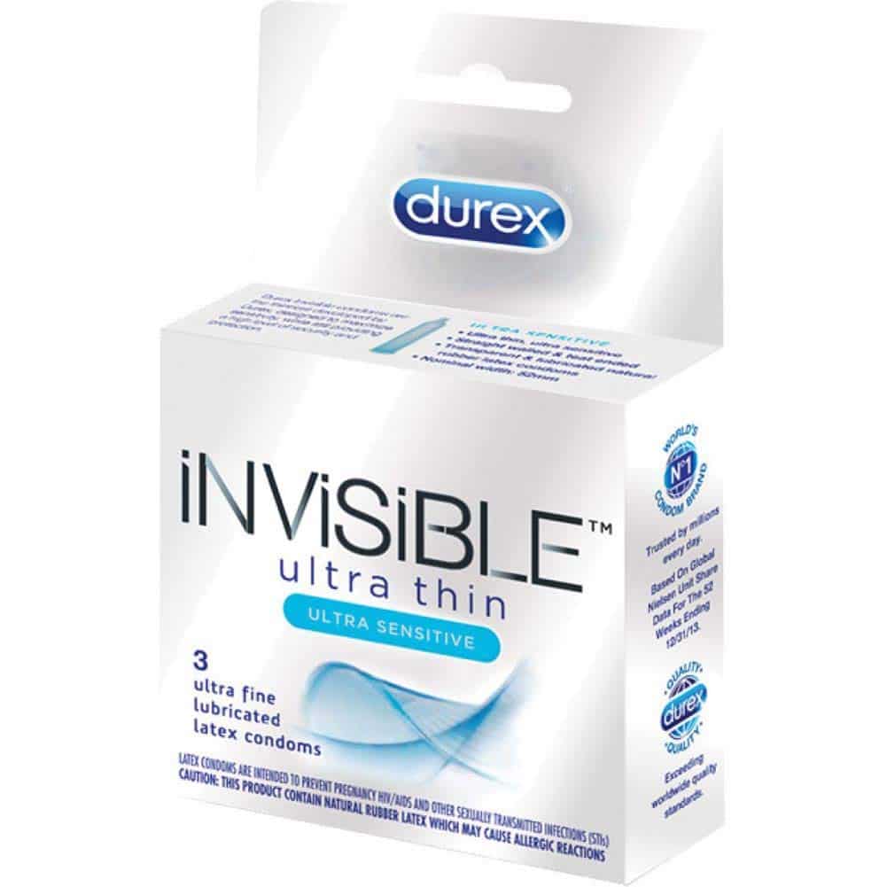 Durex Invisible Ultra Thin Latex Condoms - Pack Of 3