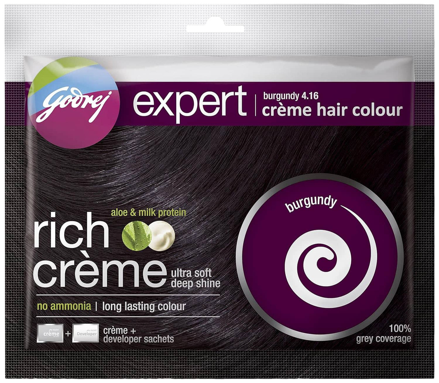 Godrej Expert Rich Crème, Burgundy, 20g + 20ml [Pack of 8]