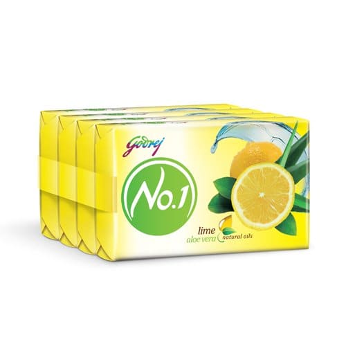 Godrej No.1 Bathing Soap - Lime & Aloe Vera, 100g (Pack of 4) 