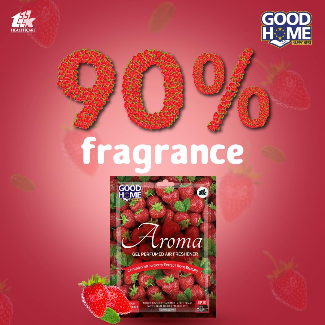 Good Home Air Freshener Aroma Gel |Long Lasting Premium Fragrance Booster |Skin Friendly For Home/Office/Bathrom(Luscious Strawberry Pack Of 1