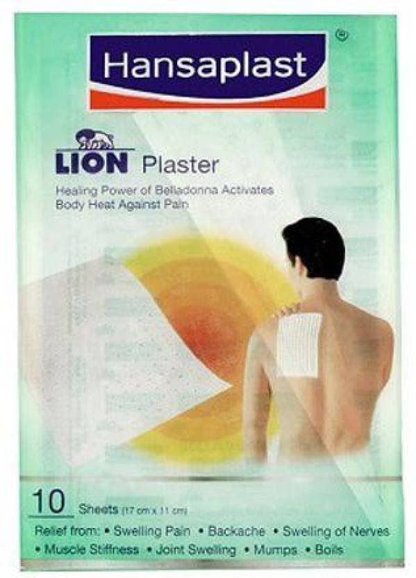 HANSAPLAST LION PLASTER Pain Relief Patch First Aid Tape (Pack of 10) 