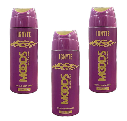 MOODS Ignyte Deo Body Spray- For Men 150ml (Pack of 3) 