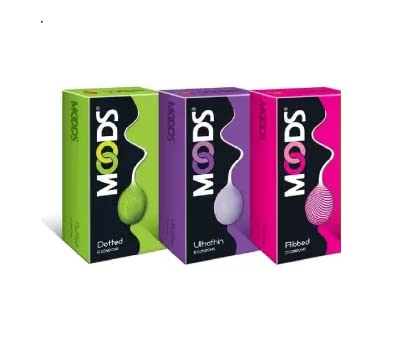 Moods Condom Combo Dotted+Ultrathin+Ribbed,12's (Set of 3) 