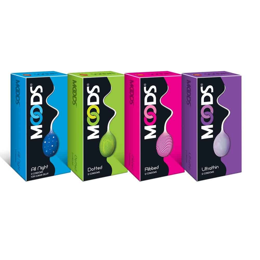 Moods Condoms Combo (Allnight - 12 Count, Dotted - 12 Count, Ultrathin - 12 Count, Ribbed - 12 Count) 