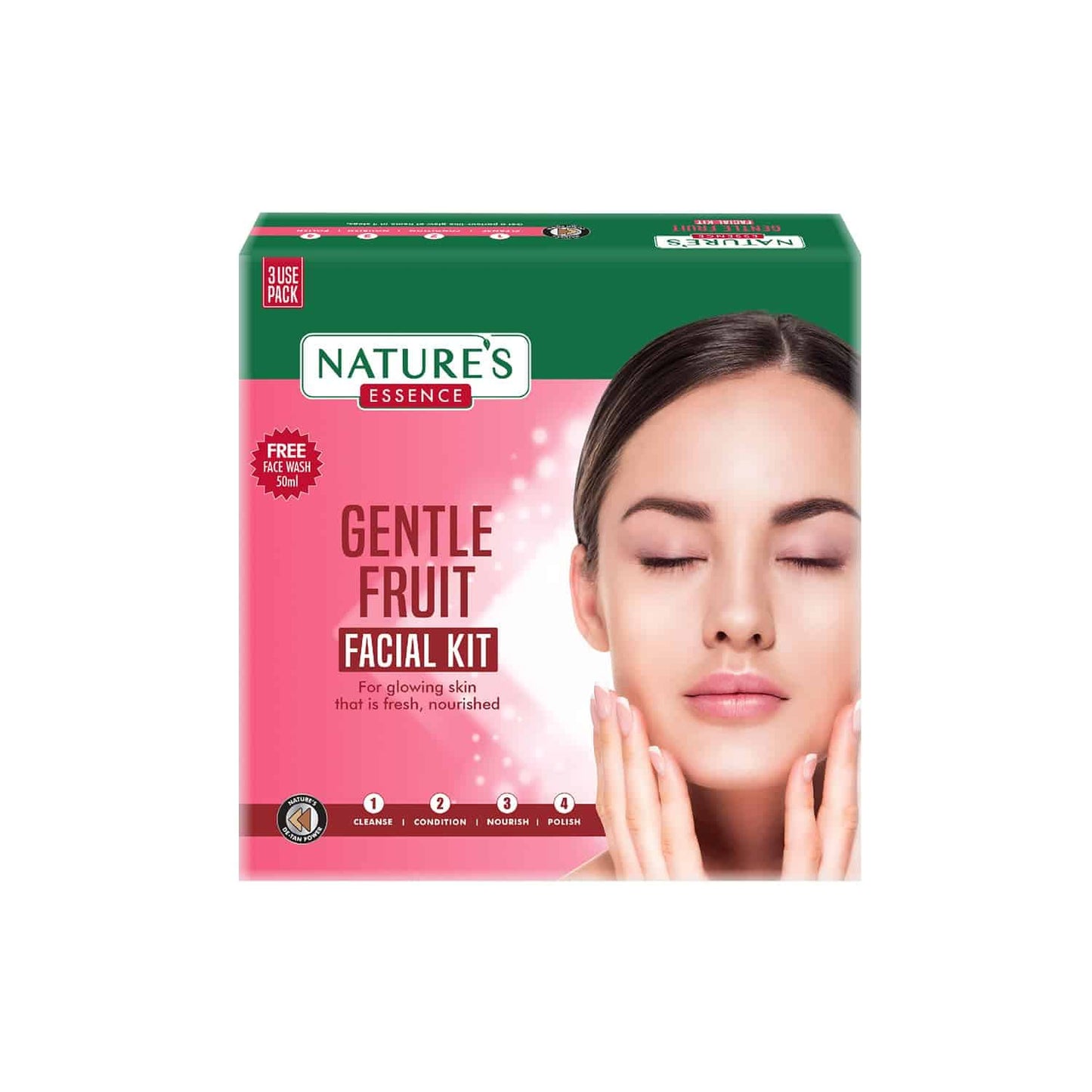 NATURES ESSENCE Gentle Fruit Facial Kit 3 Use, White, 1 count, 45g + 30ml 