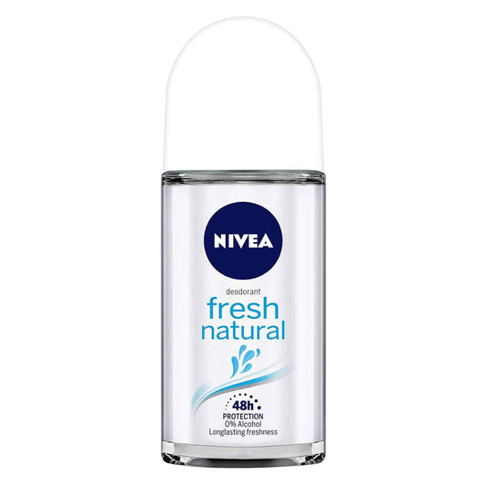 Nivea Fresh Natural Roll On, 50Ml| 48 H Smooth & Beautiful Underarms| 0% Alcohol | For Women