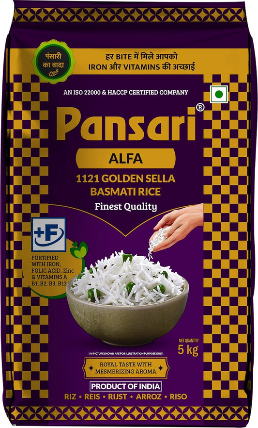 Pansari Golden Sella 1121 Alfa Basmati Rice 5Kg