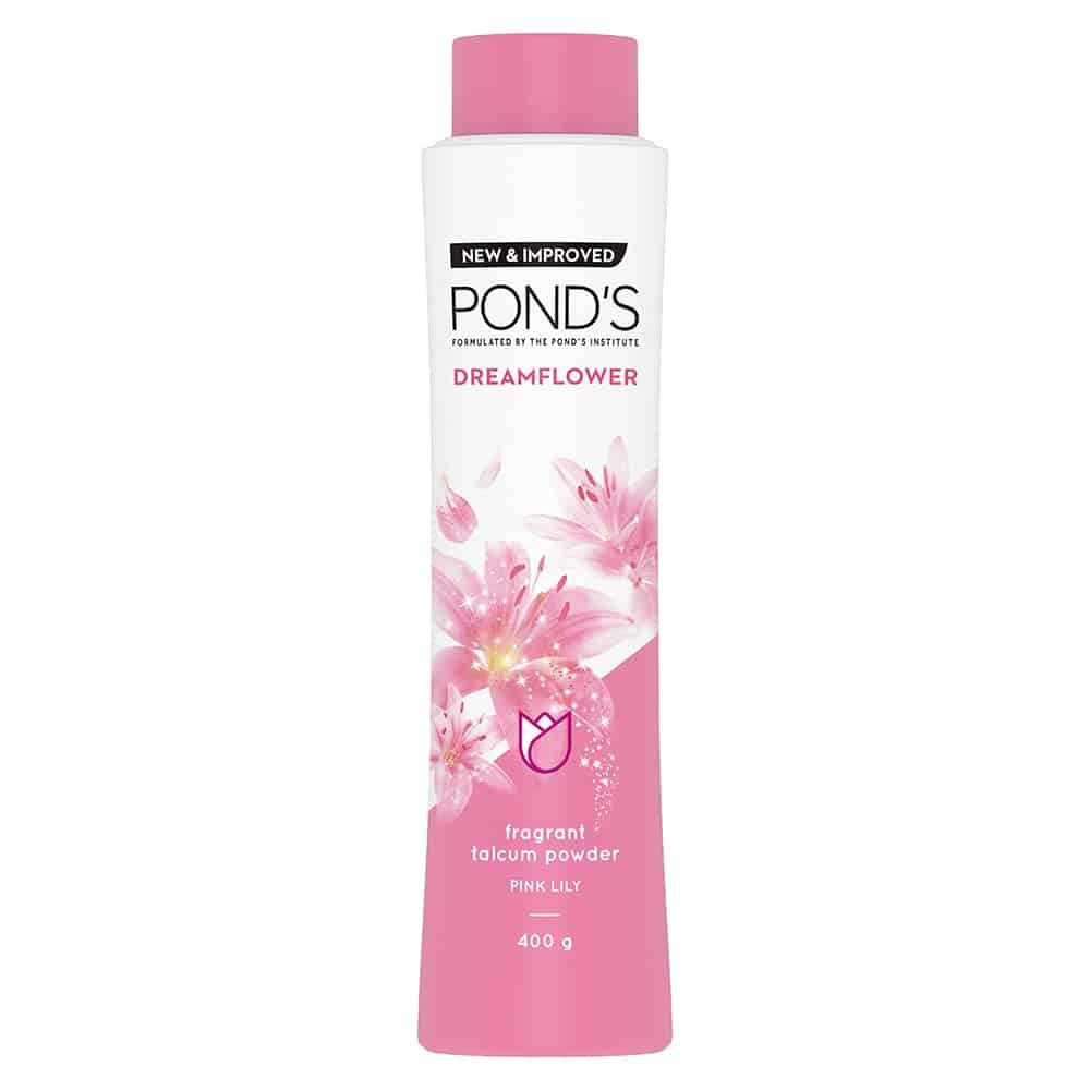 Pond’s Dreamflower, Pink Lily Fragrant Talcum Powder, 400g, for Long-lasting Fragrance, with Vitamin B3, Glowing Skin, For Men & Women 