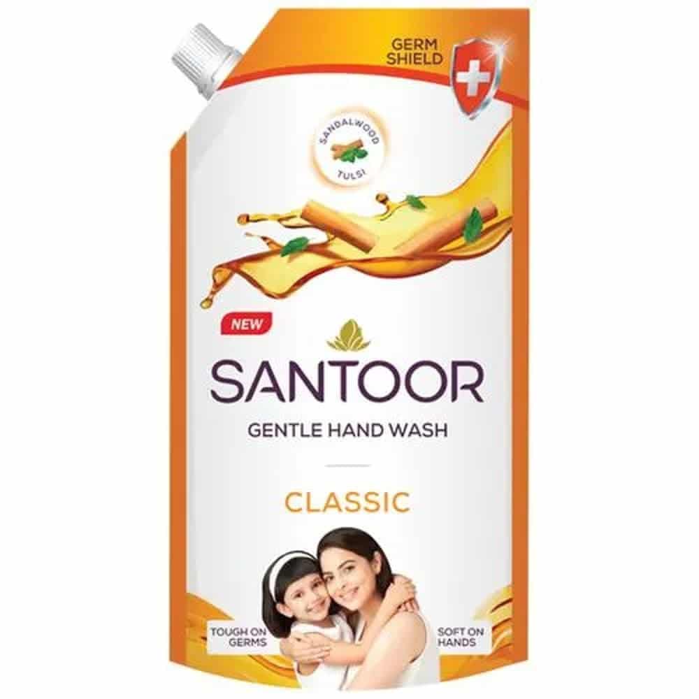 Santoor Gentle Handwash Classic (Essential Oils), 750 ml Pouch 