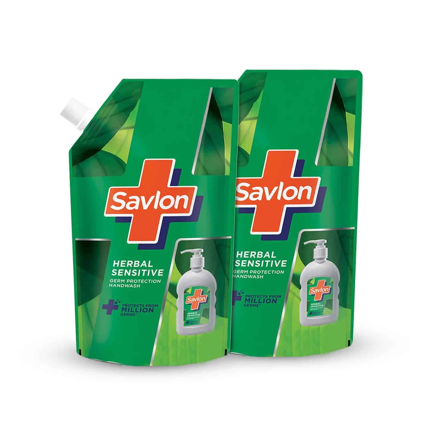 Savlon Herbal Sensitive pH Balanced Liquid Handwash Refill Pouch 750ml (pack of 2) 