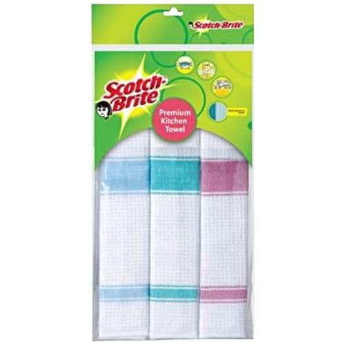 Scotch-Brite Premium kitchen towel (set of 3) towel Wet and Dry Cotton, Wool Cleaning Cloth (3 Units) 