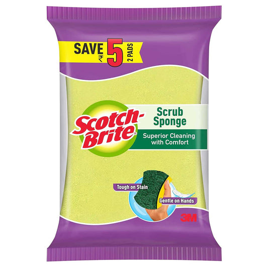 Scotch-Brite Scrub Sponge Ideal for dishwash liquid Pack of 2 ( 10cm X 6cm)plastic 