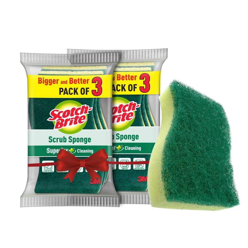 Scotch-Brite Scrub Sponge for Utensil Cleaning (Kitchen scrubber with sponge)- Pack 6 