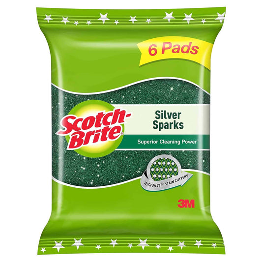 Scotch-Brite Silver Sparks Scrub Pad 2.75x4 (Pack of 6) 