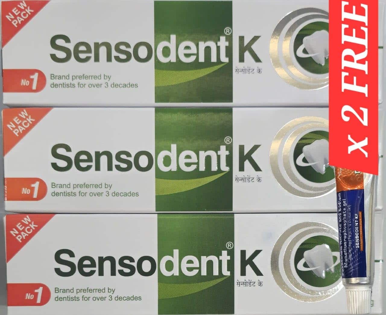 Sensodent-K Medicated Dental Cream - For Sensitive Teeth - Pack Of 3 (120 Gram)