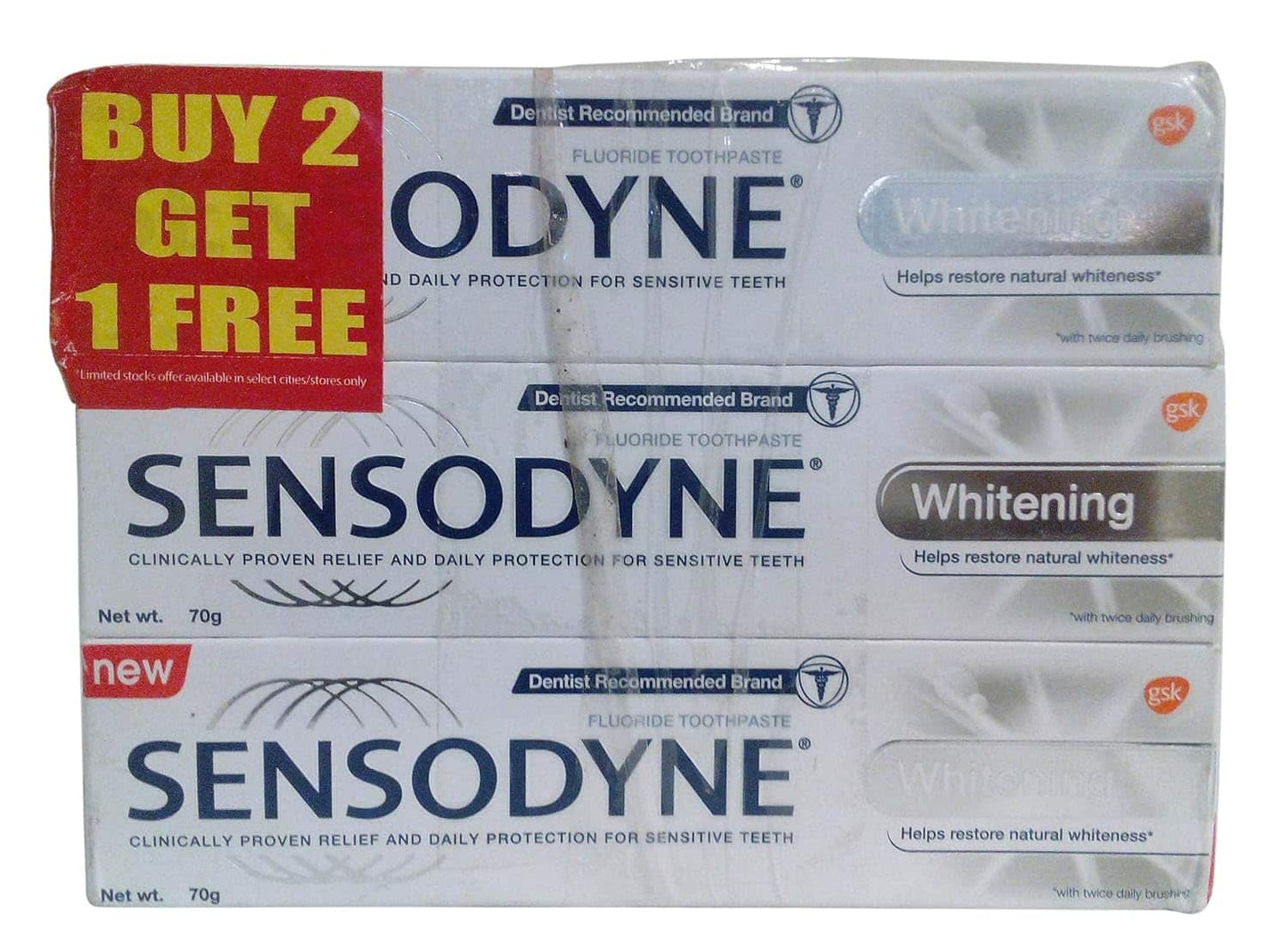 Sensodyne Toothpaste - Whitening, 3X70G Promo Pack