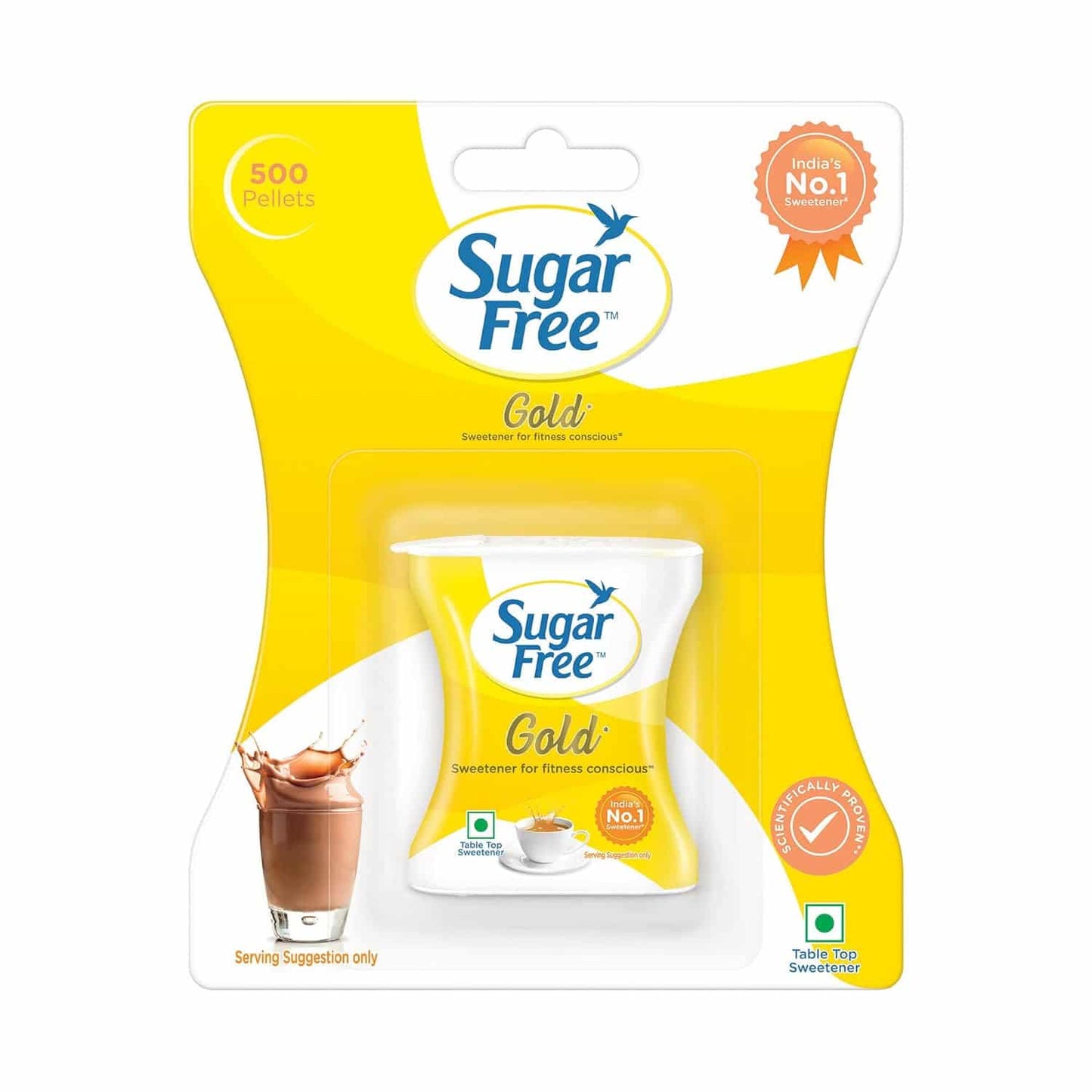 Sugar Free Gold, 500 Pellets| India’s No.1 Sweetner| Sweet like Sugar with Low Calories| Scientifically Proven & Tested 50g 