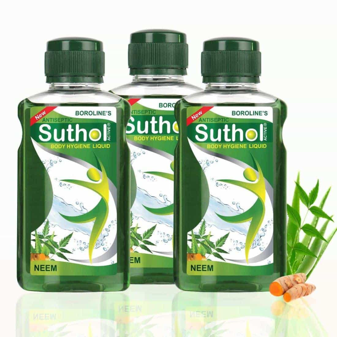 Suthol Boroline's Active Neem Drops 200 Ml X 3, Stops Skin Irritations, Prickly Heat, Itching, Rashes In Prickly Heat, Neem, Turmeric (Pack Of 3) 